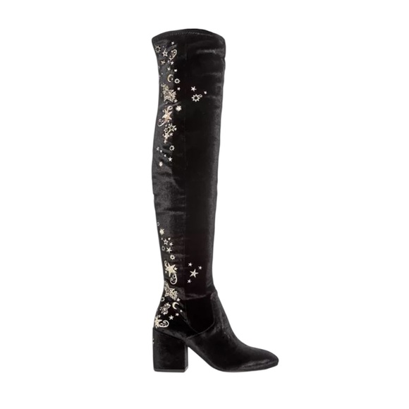 Ash Shoes - NWB Ash Eros velvet with metallic silver star embroidery knee-high boots